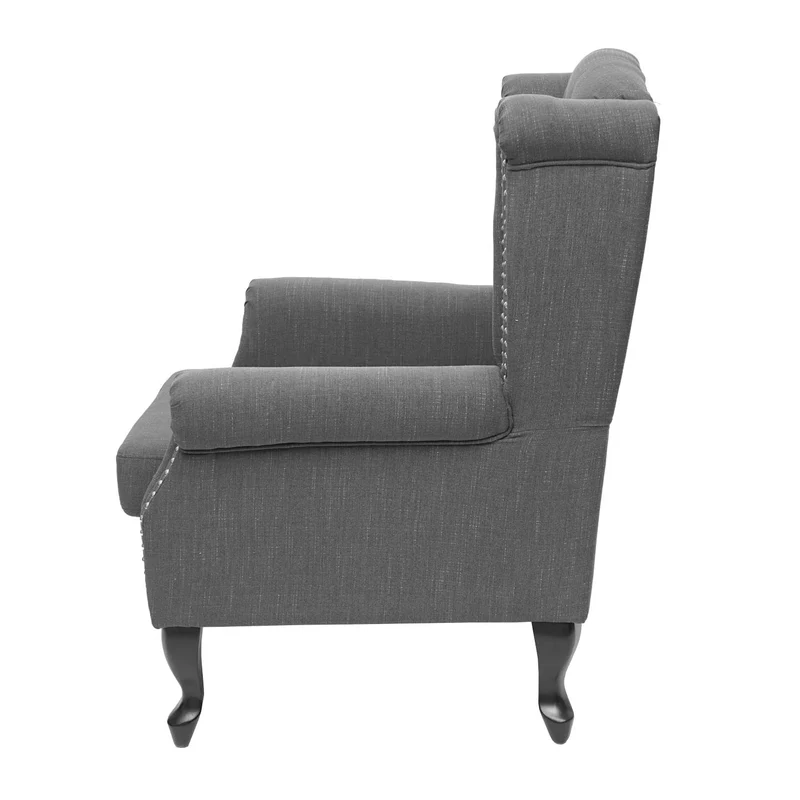 Fauteuil de relaxation Chesterfield en tissu hydrofuge gris foncé avec repose-pieds 04_0003087