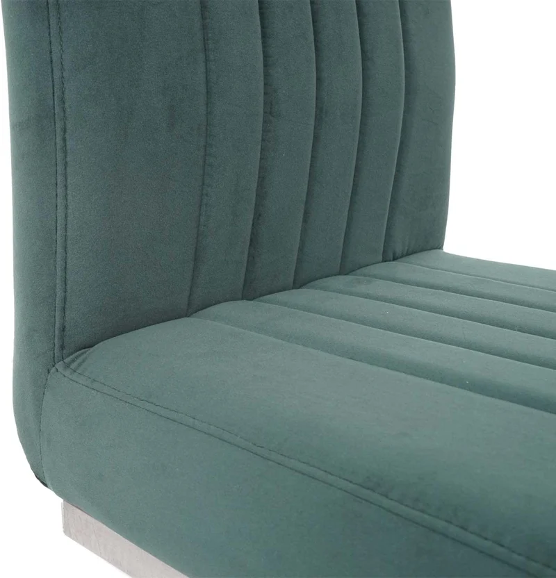 Lot de 2 chaises de salle à manger chaise de conférence en acier inoxydable brossé velours vert CDS04484