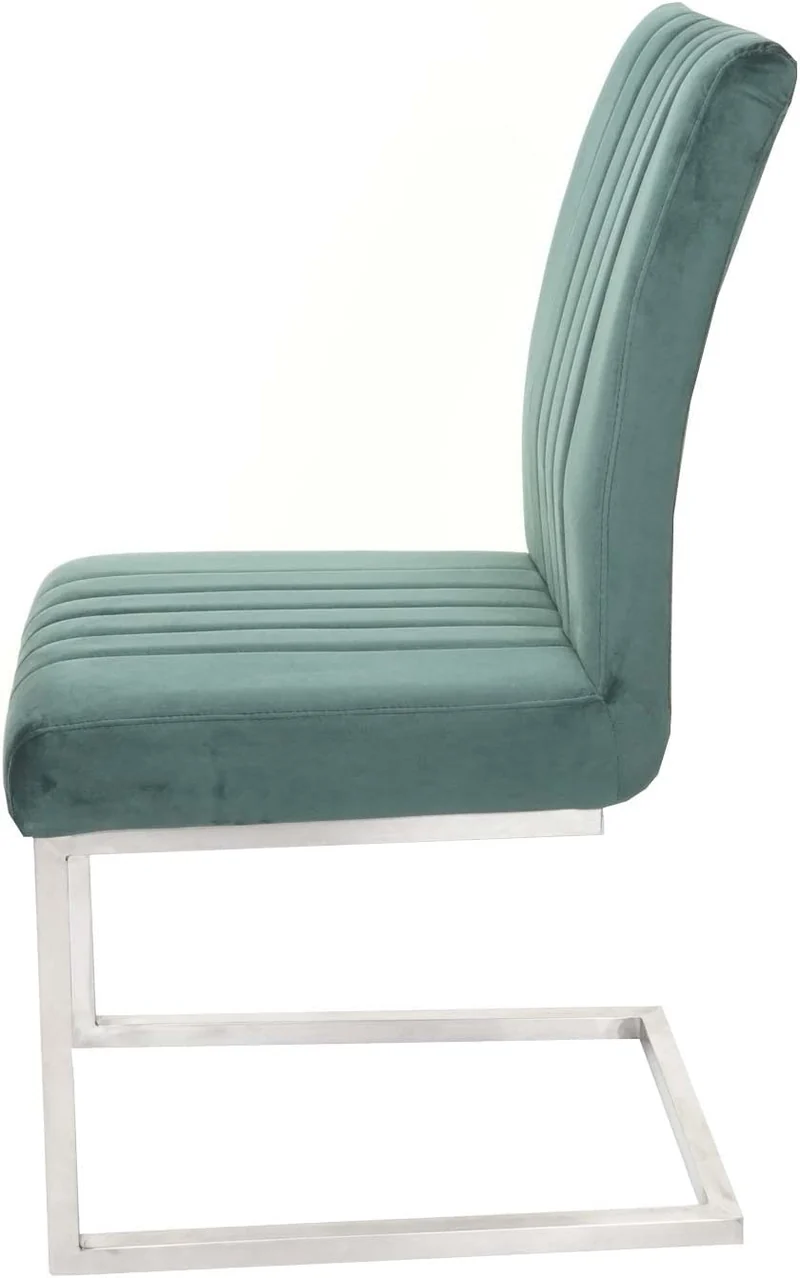 Lot de 2 chaises de salle à manger chaise de conférence en acier inoxydable brossé velours vert CDS04484