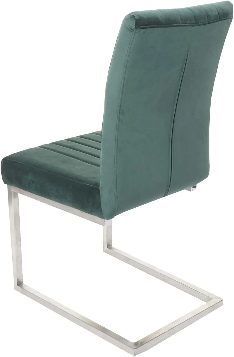 Lot de 2 chaises de salle à manger chaise de conférence en acier inoxydable brossé velours vert CDS04484