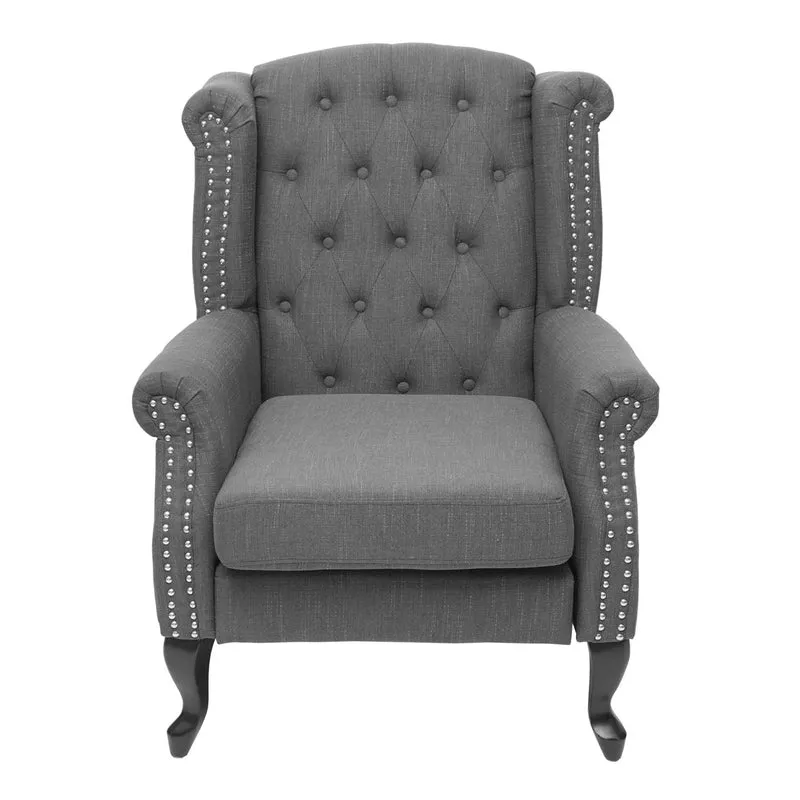 Fauteuil de relaxation Chesterfield en tissu hydrofuge gris foncé 04_0003079