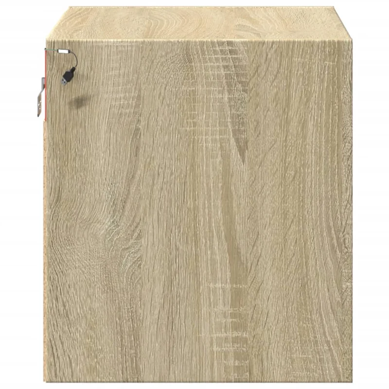 Lot de 2 tables de chevet murales avec lumières LED en bois d'ingénierie couleur chêne DEC036150