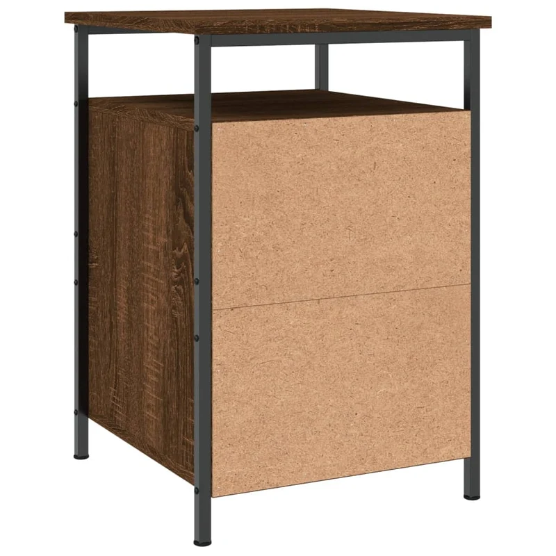 Lot de 2 tables de chevet avec compartiment avec porte 40 x 42 x 60cm bois d'ingénierie marron et fer DEC035865