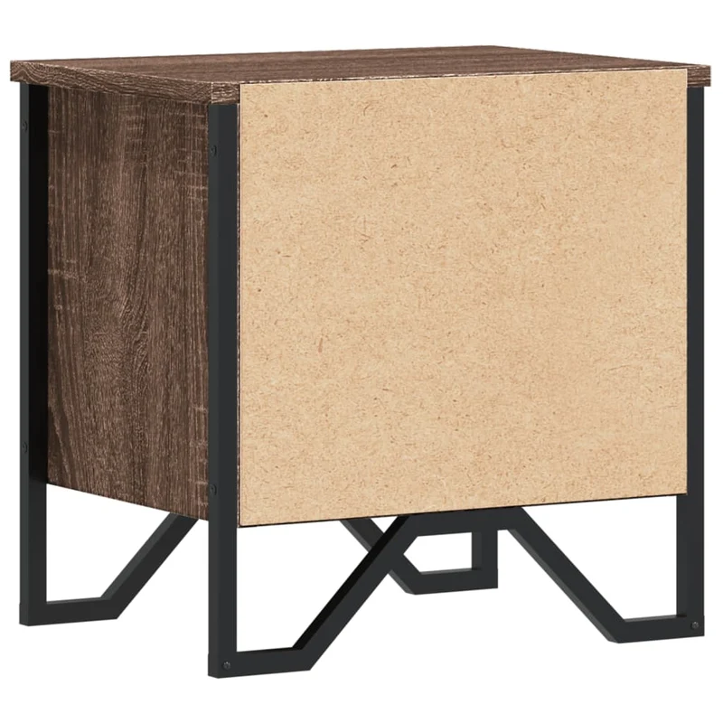 Lot de 2 tables de chevet avec compartiment avec porte 40 x 30 x 40cm bois d'ingénierie marron et métal DEC035835