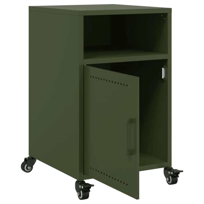 Lot de 2 tables de chevet avec une porte et compartiments 36 x 39 x 59 cm acier vert DEC035768