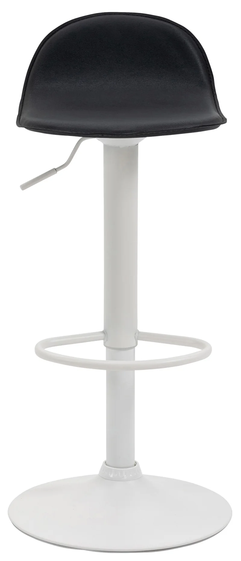 Tabouret de bar x1 avec repose-pieds en PVC noir pied trompète en métal blanc 10_0005073