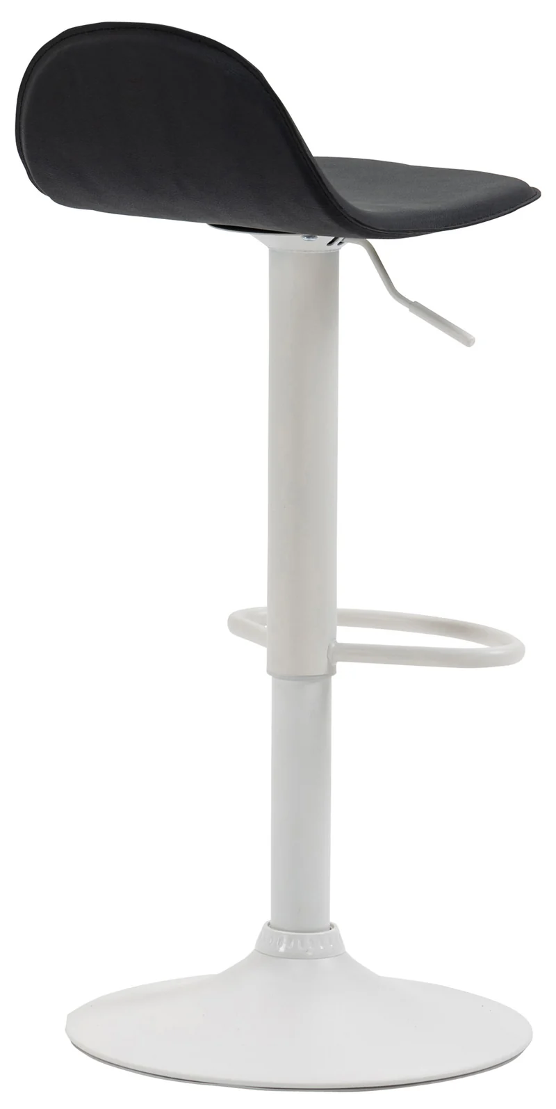 Tabouret de bar x1 avec repose-pieds en PVC noir pied trompète en métal blanc 10_0005073