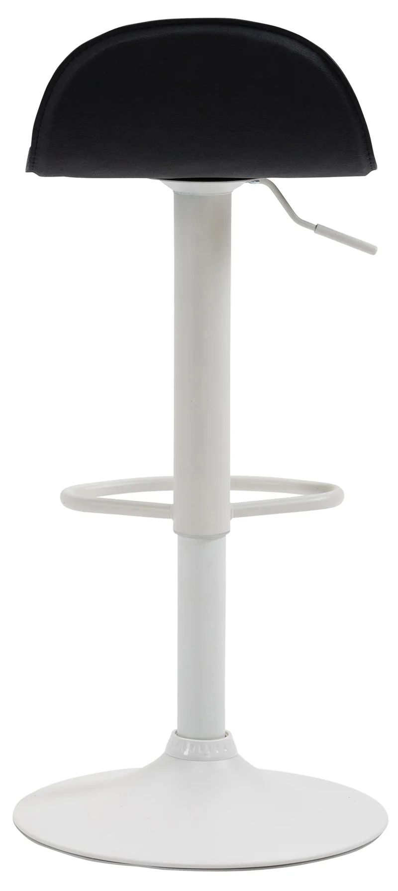 Tabouret de bar x1 avec repose-pieds en PVC noir pied trompète en métal blanc 10_0005073