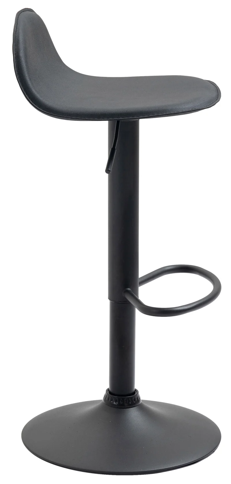 Tabouret de bar x1 avec repose-pieds en PVC noir pied trompète en métal noir 10_0005071