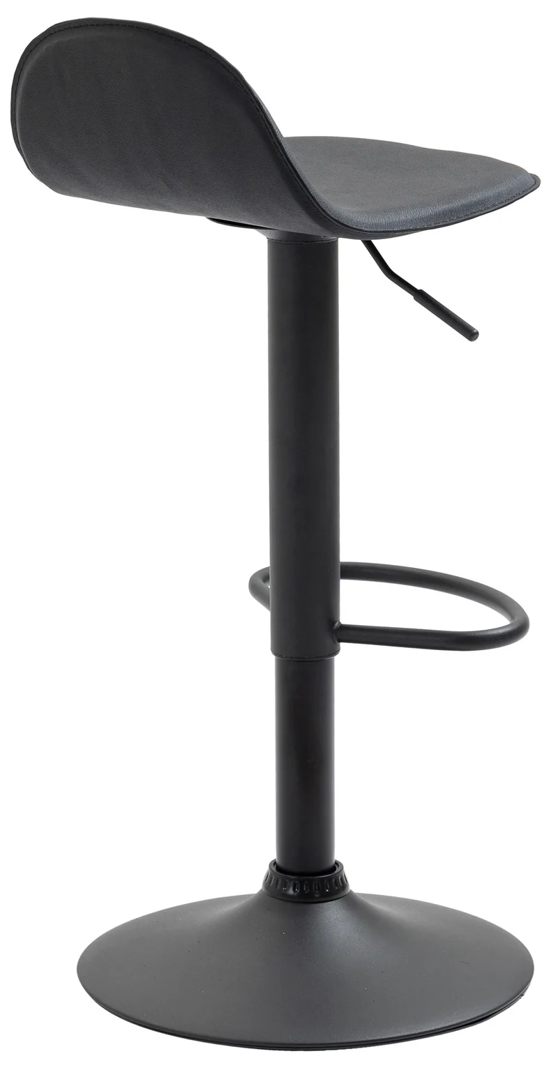 Tabouret de bar x1 avec repose-pieds en PVC noir pied trompète en métal noir 10_0005071