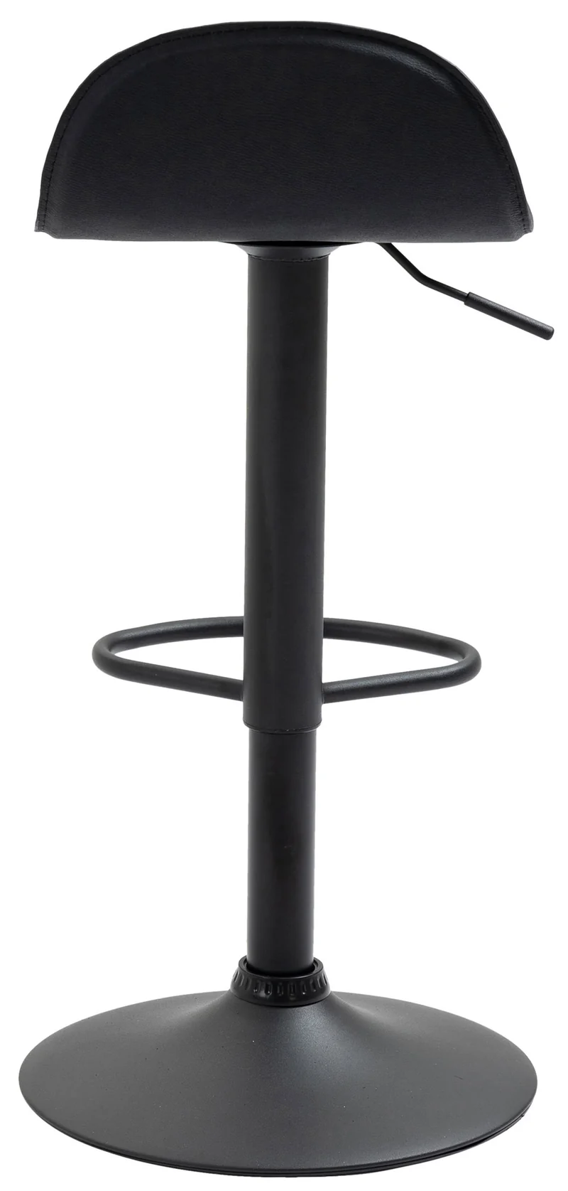 Tabouret de bar x1 avec repose-pieds en PVC noir pied trompète en métal noir 10_0005071