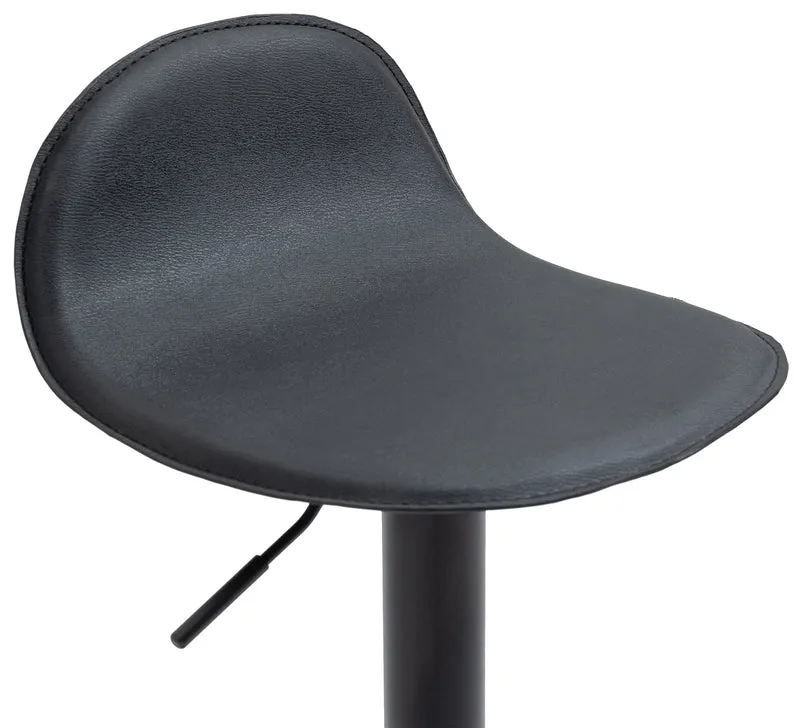 Tabouret de bar x1 avec repose-pieds en PVC noir pied trompète en métal noir 10_0005071