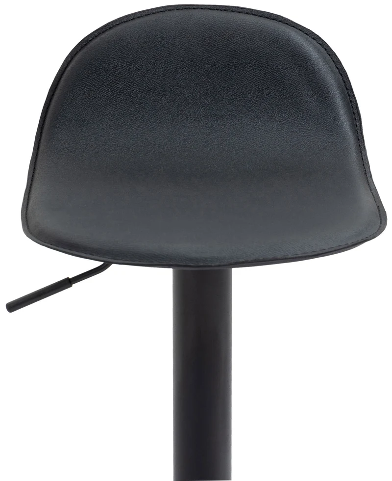 Tabouret de bar x1 avec repose-pieds en PVC noir pied trompète en métal noir 10_0005071