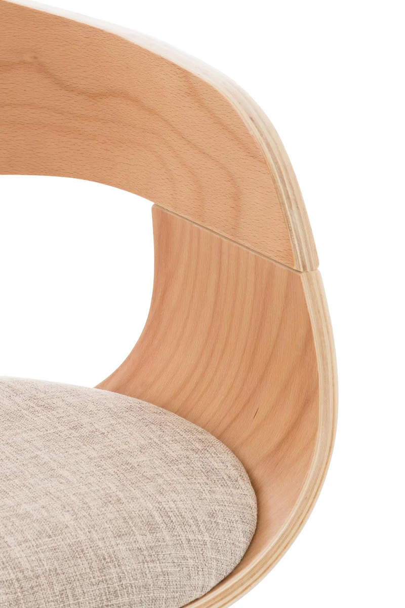 Tabouret de bar x1 design scandinave en tissu crème et structure en bois clair 10_0005050