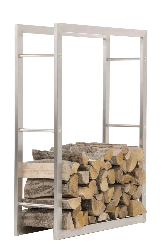 Range-bûches étagère support bois de cheminée 100x80x25 cm en acier inoxydable 10_0003542