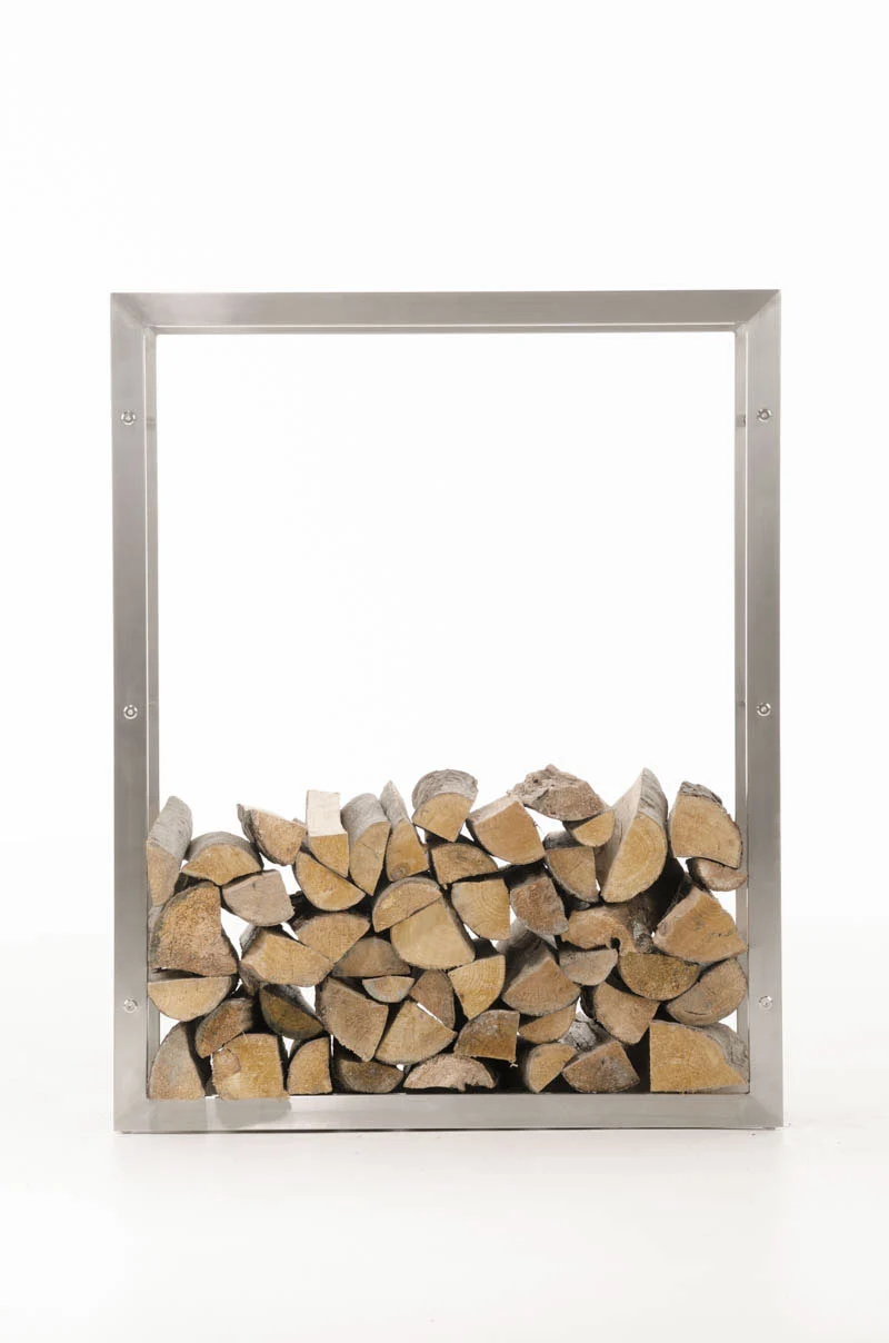 Range-bûches étagère support bois de cheminée 100x80x25 cm en acier inoxydable 10_0003542
