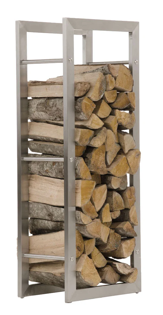 Range-bûches étagère support bois de cheminée 100x60x25 cm en acier inoxydable 10_0003539
