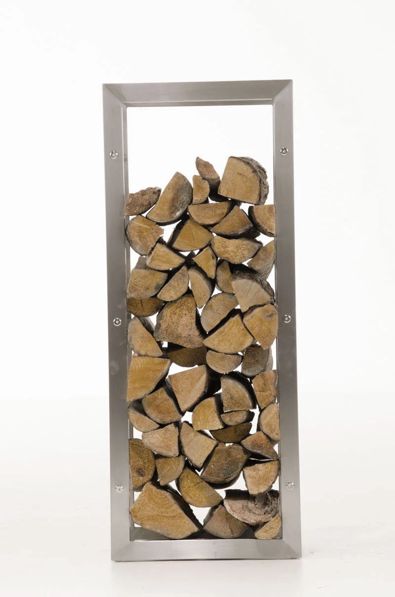 Range-bûches étagère support bois de cheminée 100x60x25 cm en acier inoxydable 10_0003539