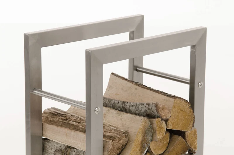 Range-bûches étagère support bois de cheminée 100x60x25 cm en acier inoxydable 10_0003539