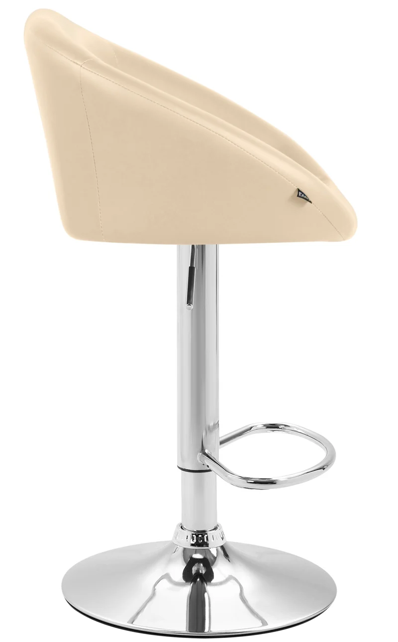 Lot de 2 tabourets de bar chaises hautes design moderne en PVC crème et métal chromé 10_0004348