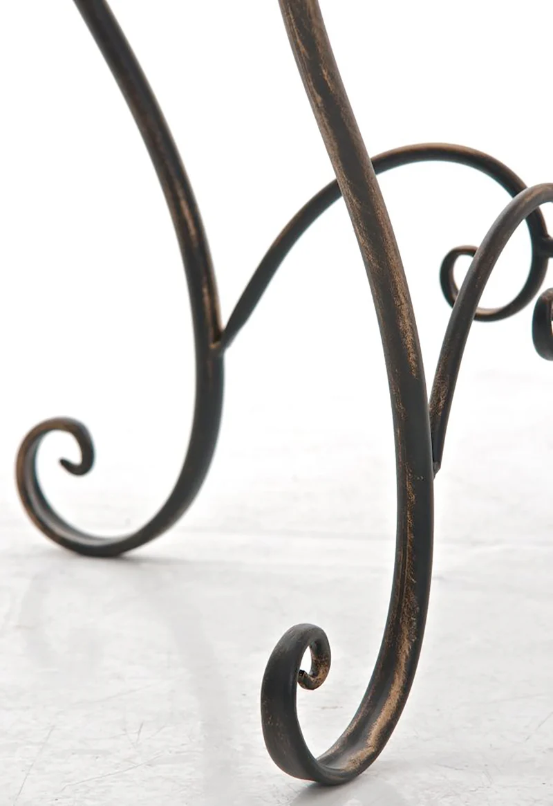 Table de jardin ronde style rustique en fer forgé bronze 10_0003042