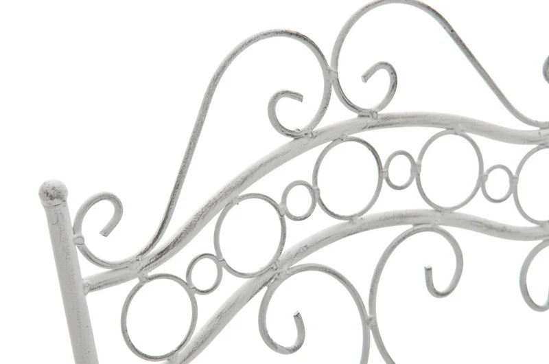 Chaise de jardin terrasse balcon design rustique en fer forgé blanc vieilli 10_0003005