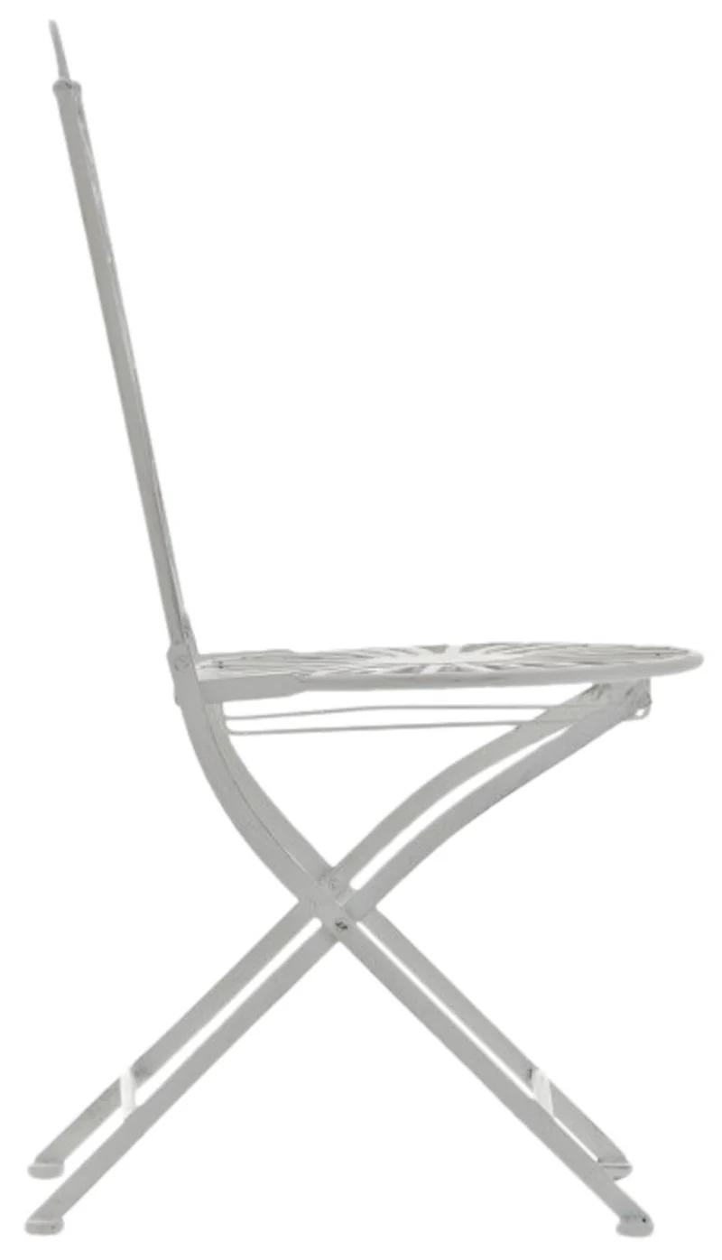 Lot de 2 chaises de jardin terrasse balcon design rustique en fer forgé blanc vieilli 10_0002862