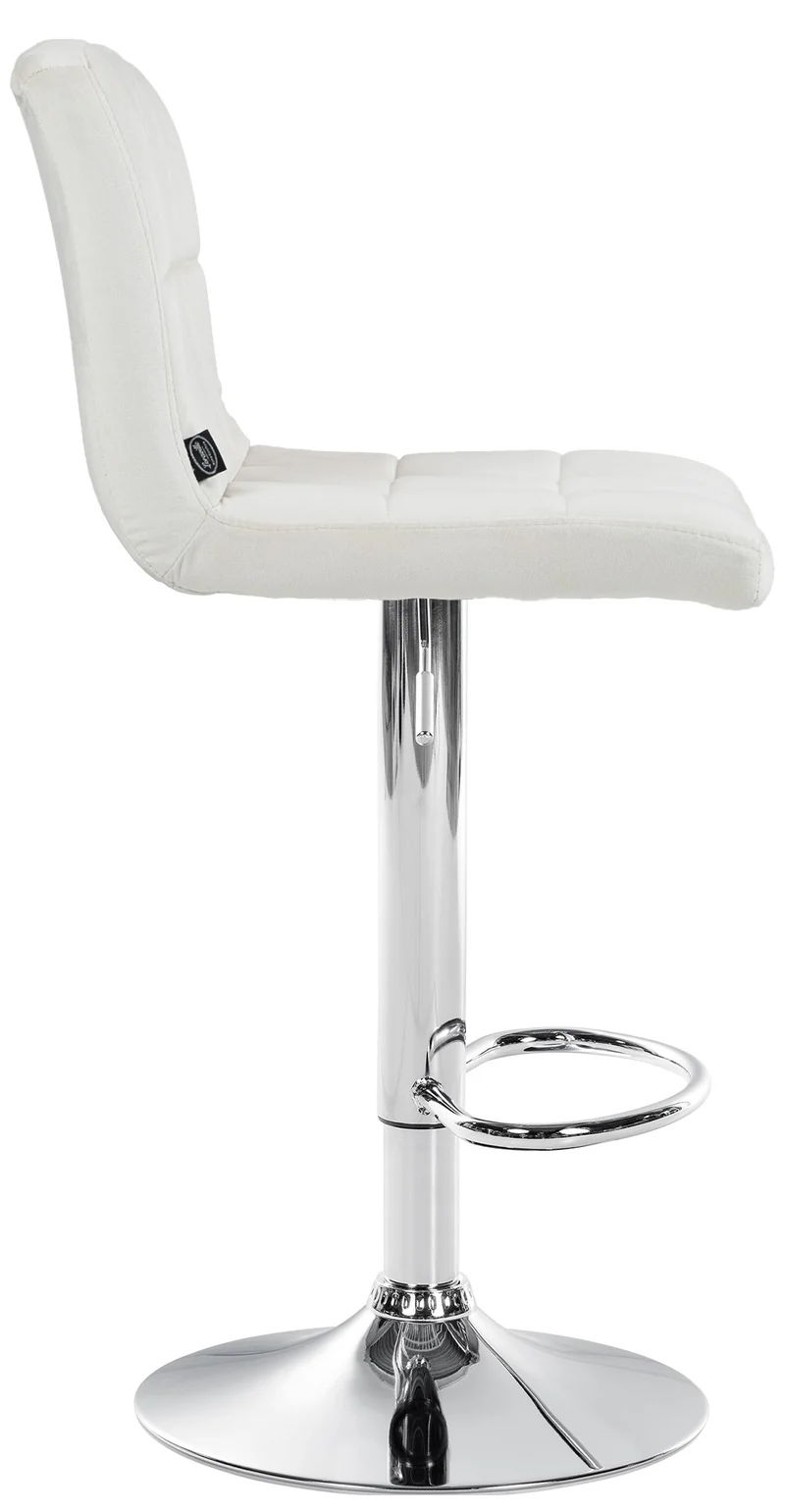 Lot de 2 tabourets de bar en velours crème avec coutures décoratives pied en trompette métal chromé 10_0004389