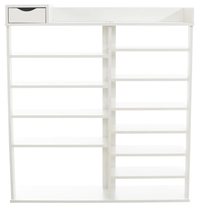 Meuble à chaussures meuble de rangement avec tiroir et étagères en MDF blanc 10_0003617