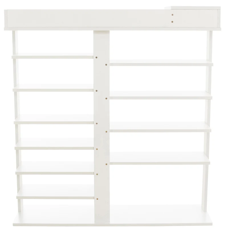 Meuble à chaussures meuble de rangement avec tiroir et étagères en MDF blanc 10_0003617