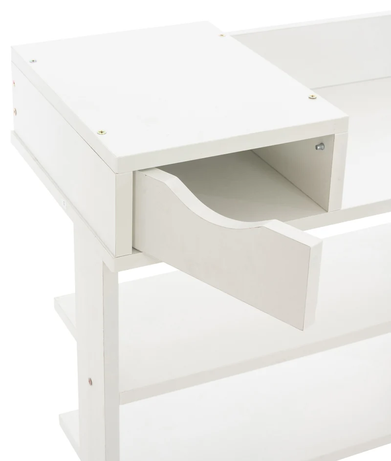 Meuble à chaussures meuble de rangement avec tiroir et étagères en MDF blanc 10_0003617