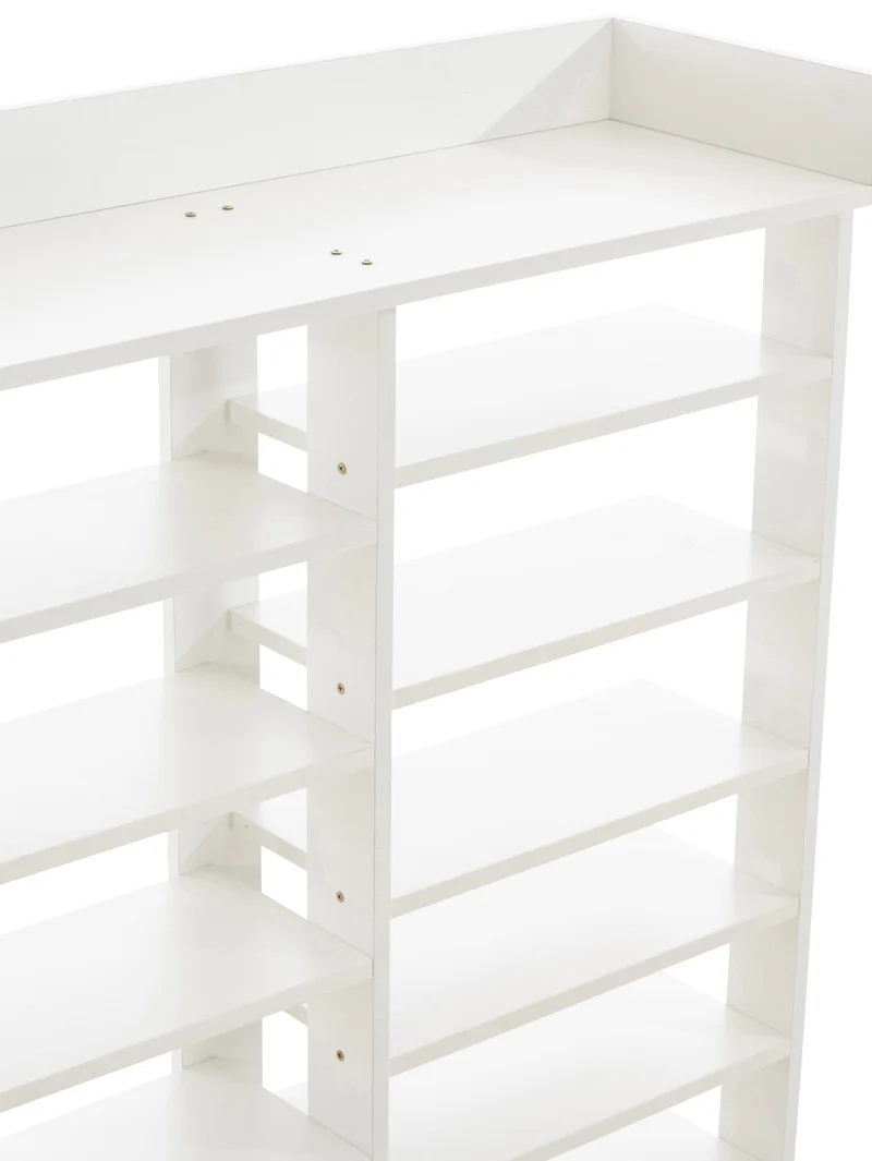 Meuble à chaussures meuble de rangement avec tiroir et étagères en MDF blanc 10_0003617