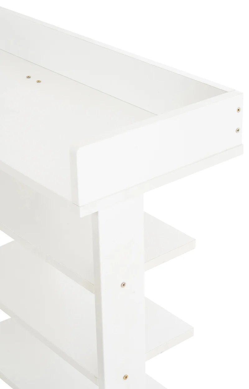 Meuble à chaussures meuble de rangement avec tiroir et étagères en MDF blanc 10_0003617