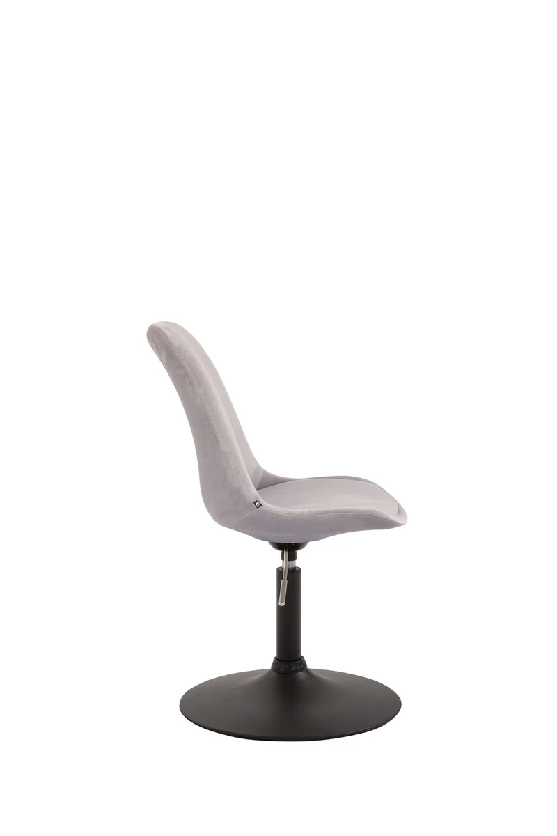Chaise de salle à manger x1 pivotante hauteur réglable en velours gris et pied trompette en métal noir 10_0003500