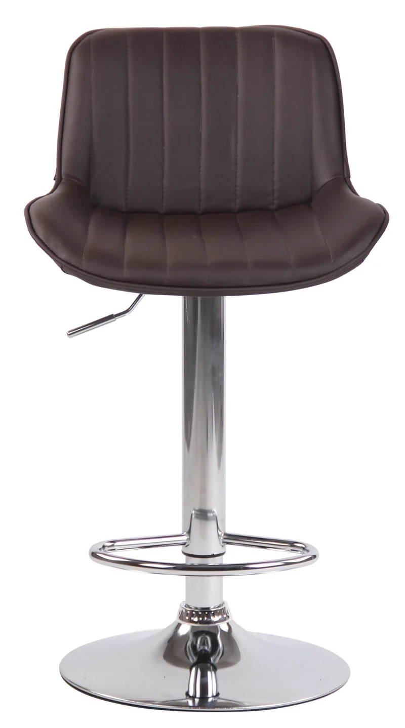 Lot de 2 tabourets de bar chaises hautes en PVC marron coutures verticales support en métal chromé 10_0004273