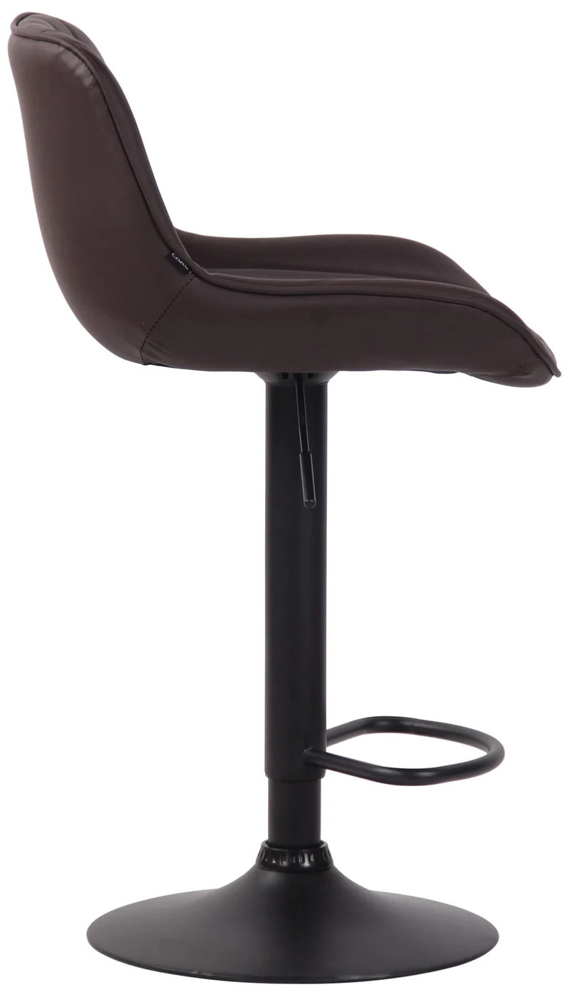 Lot de 2 tabourets de bar chaises hautes en PVC marron coutures verticales support en métal noir 10_0004278