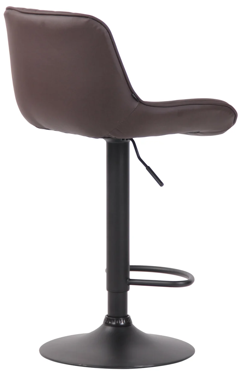 Lot de 2 tabourets de bar chaises hautes en PVC marron coutures verticales support en métal noir 10_0004278