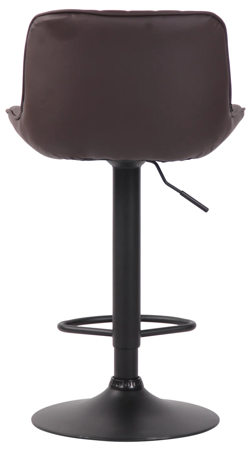 Lot de 2 tabourets de bar chaises hautes en PVC marron coutures verticales support en métal noir 10_0004278