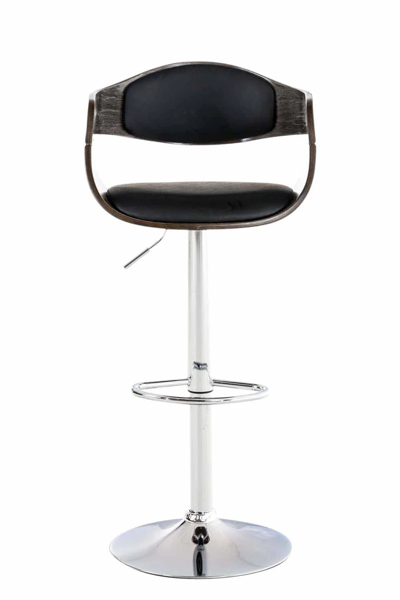 Lot de 2 tabourets de bar design scandinave en PVC noir et structure en bois gris 10_0004245