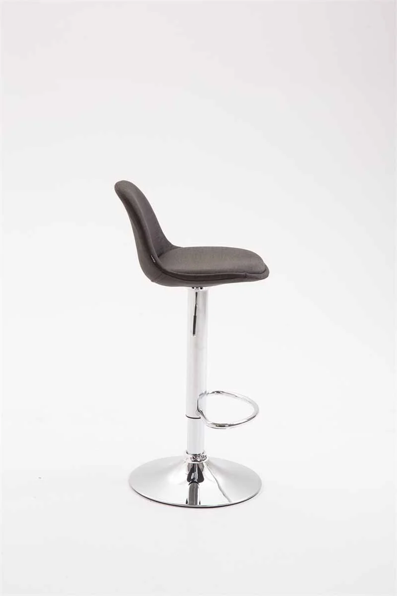 Lot de 2 tabourets de bar moderne et confortable assise en tissu gris foncé et pieds en métal chromé 10_0004243