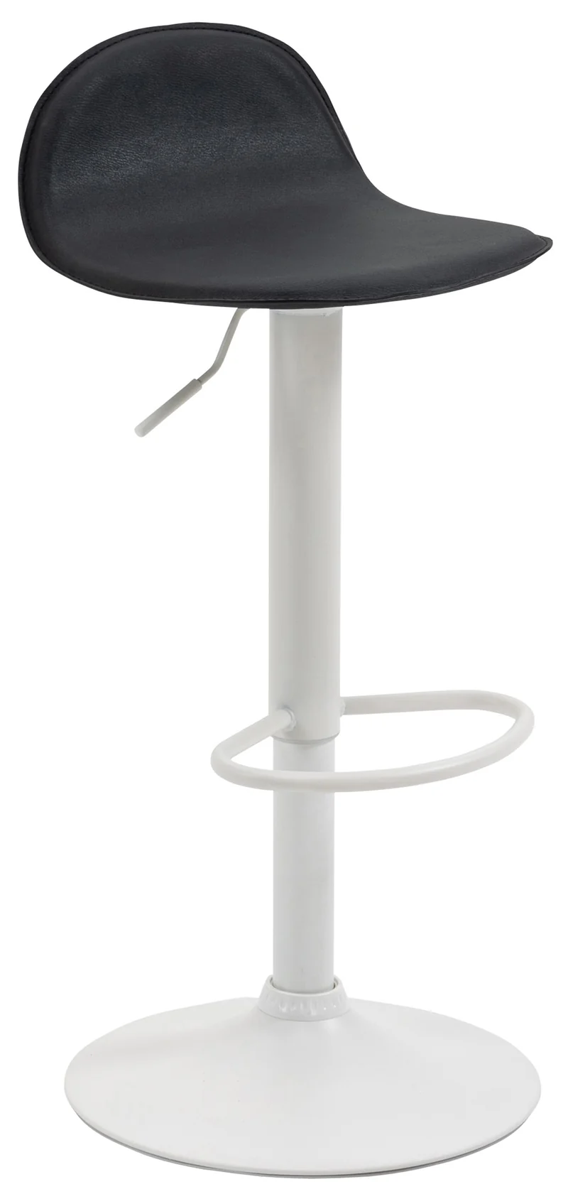Lot de 2 tabourets de bar avec repose-pieds en PVC noir pied trompète en métal blanc 10_0004262