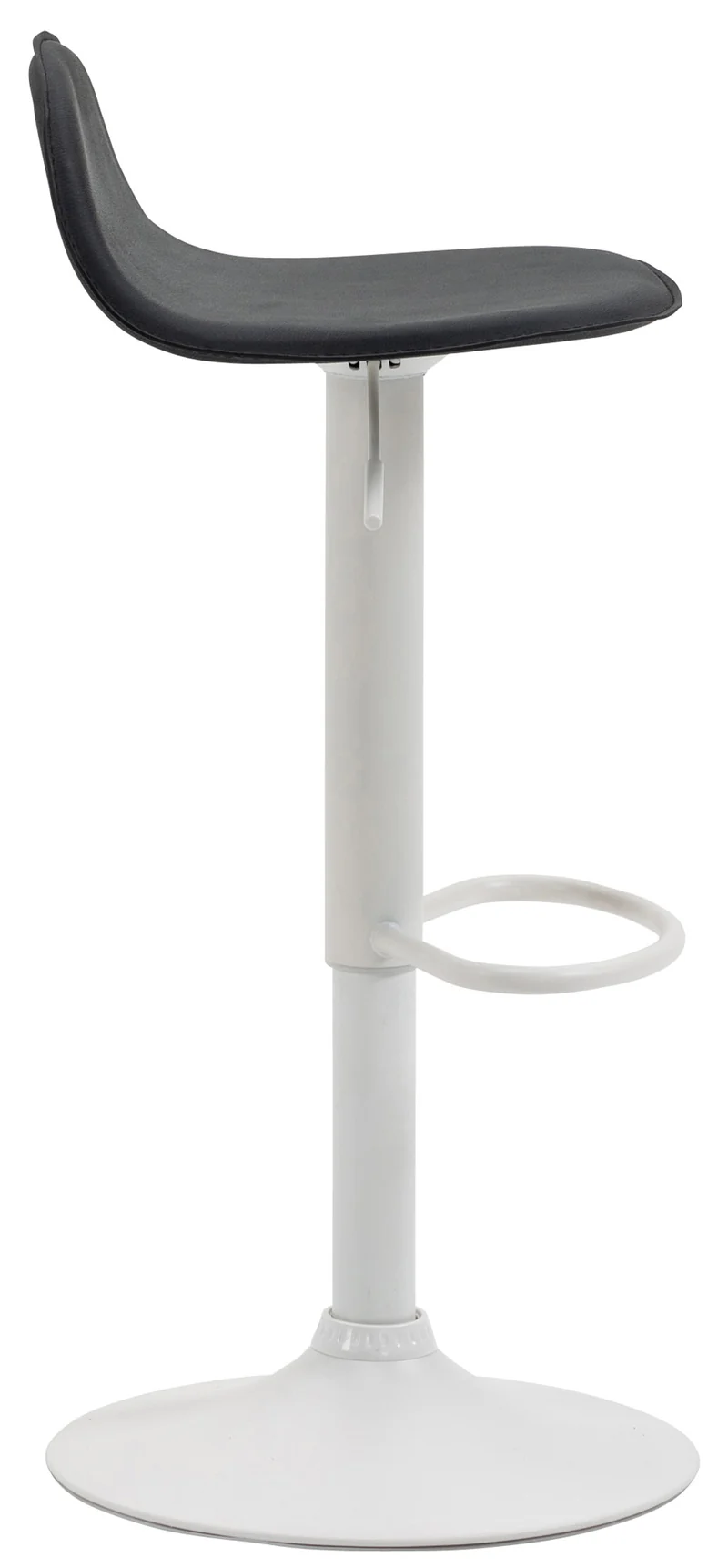 Lot de 2 tabourets de bar avec repose-pieds en PVC noir pied trompète en métal blanc 10_0004262