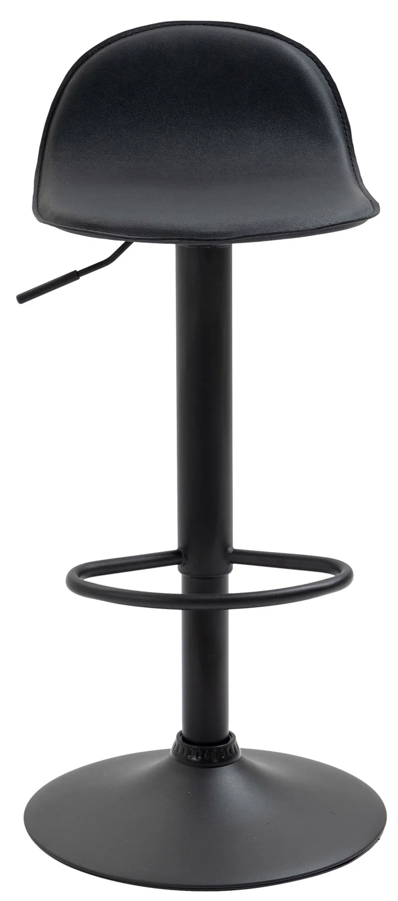 Lot de 2 tabourets de bar avec repose-pieds en PVC noir pied trompète en métal noir 10_0004261