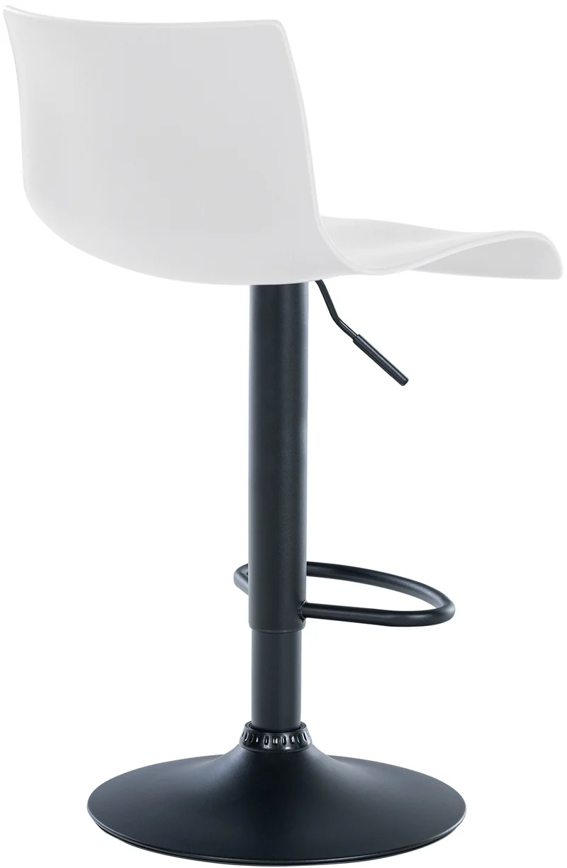 Tabouret de bar x1 design simple avec repose-pieds en plastique blanc pieds en métal noir 10_0004553