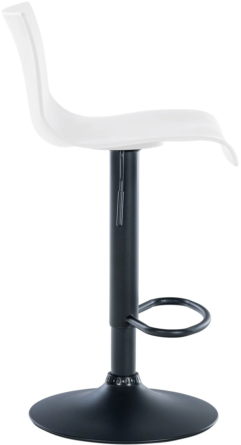 Tabouret de bar x1 design simple avec repose-pieds en plastique blanc pieds en métal noir 10_0004553