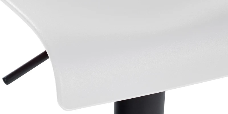 Tabouret de bar x1 design simple avec repose-pieds en plastique blanc pieds en métal noir 10_0004553