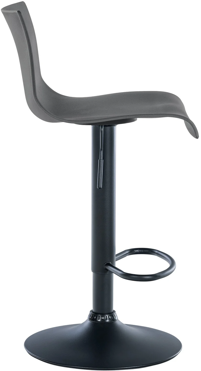 Tabouret de bar x1 design simple avec repose-pieds en plastique gris pieds en métal noir 10_0004550