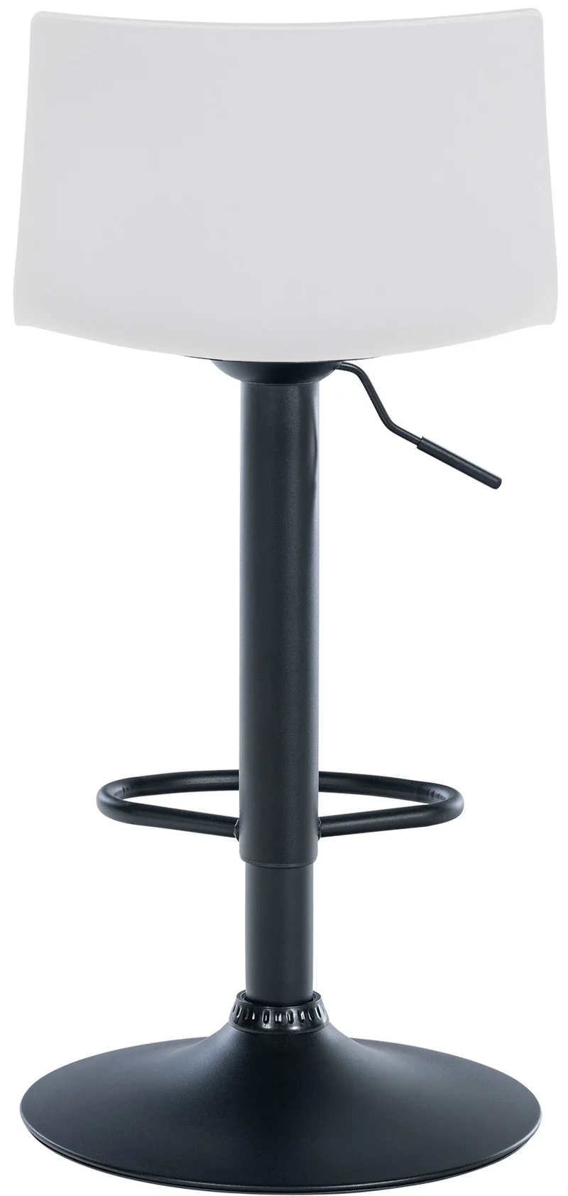 Lot de 2 tabourets de bar design simple avec repose-pieds en plastique blanc pieds en métal noir 10_0004048