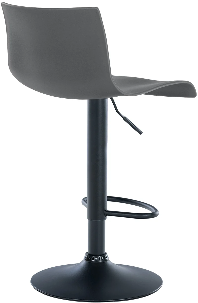Lot de 2 tabourets de bar design simple avec repose-pieds en plastique gris pieds en métal noir 10_0004045