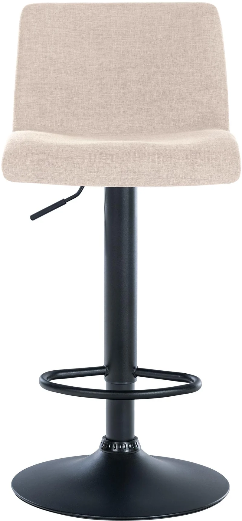 Lot de 2 tabourets de bar design simple avec repose-pieds en tissu crème pieds en métal noir 10_0004051